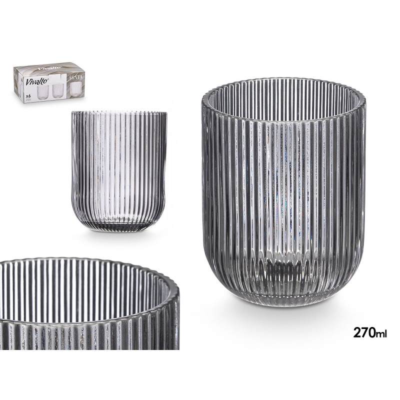 VASO COLOR GRIS RAYAS 270 ML