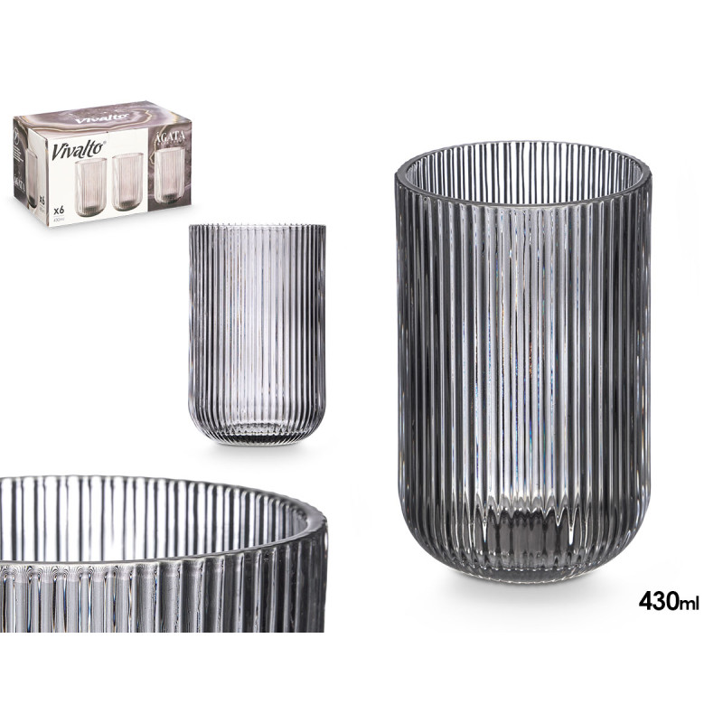 VASO GRIS RAYAS 430 ML