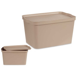 BOITE PLASTIQUE AVEC COUVERCLE 24L BEIGE