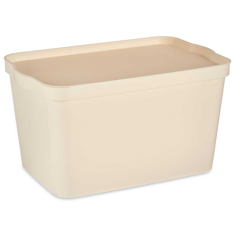 CAIXA PLÁSTICO COM TAMPA 24L CREME 