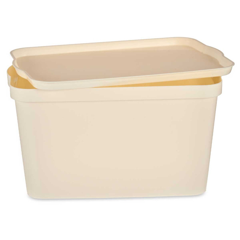 CAIXA PLÁSTICO COM TAMPA 24L CREME 