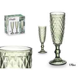 GREEN SPARKLING WINE GLASS DIAMOND 170 ML