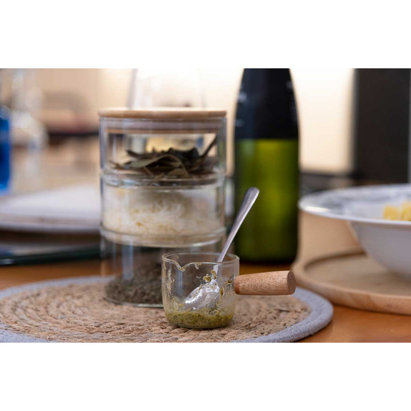 SECCHIO 100ML IN VETRO BOROSILICATO MANICO LEGNO 
