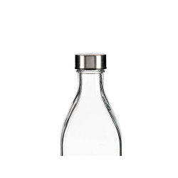 BOUTEILLE VERRE CARRE BOUCHON ACIER 1L