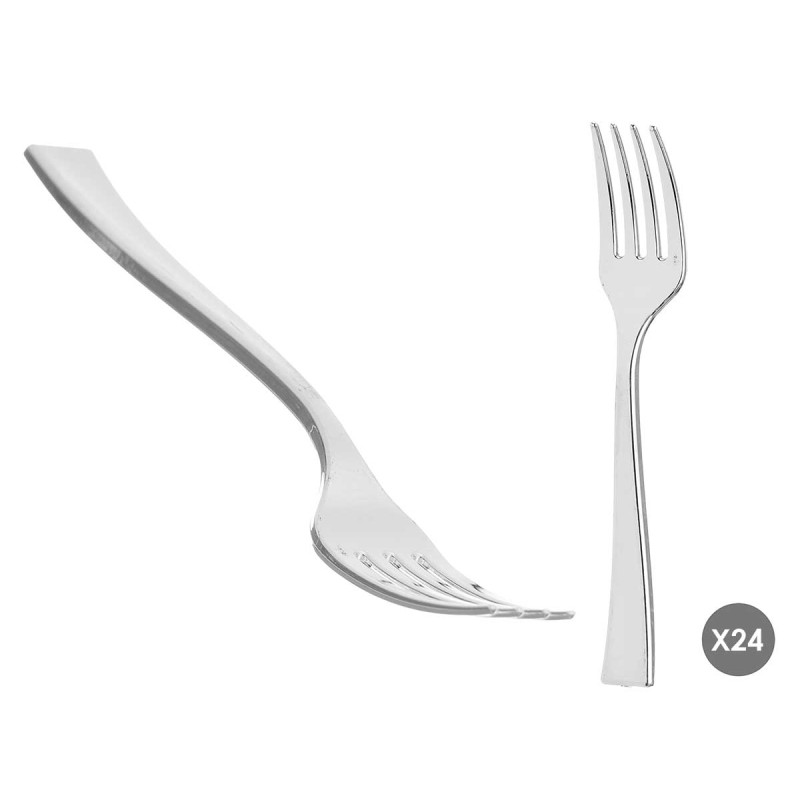 SET 24 CUILLÈRES À CAFÉ EN PLASTIQUE ARGENTÉ