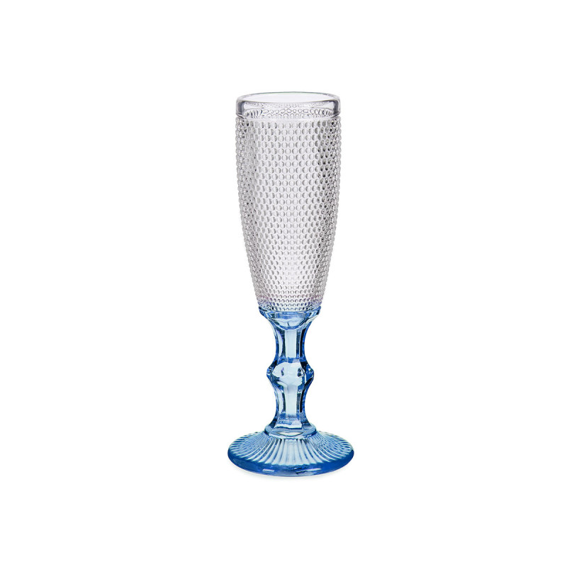 COBALT BLUE FOOT POINTS CHAMPAGNE GLASS 180ML