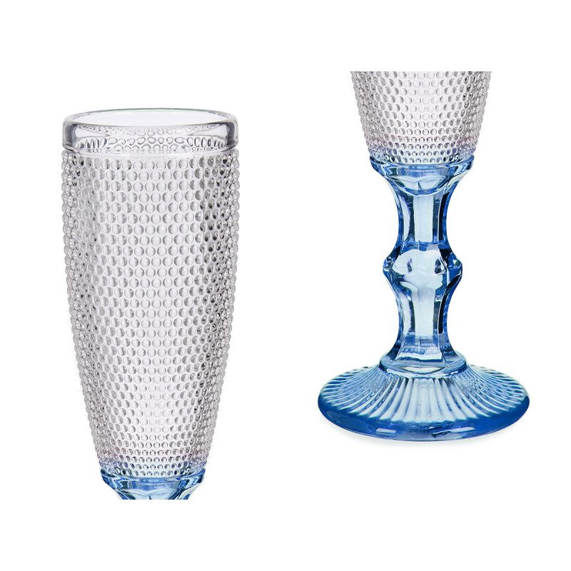 COBALT BLUE FOOT POINTS CHAMPAGNE GLASS 180ML