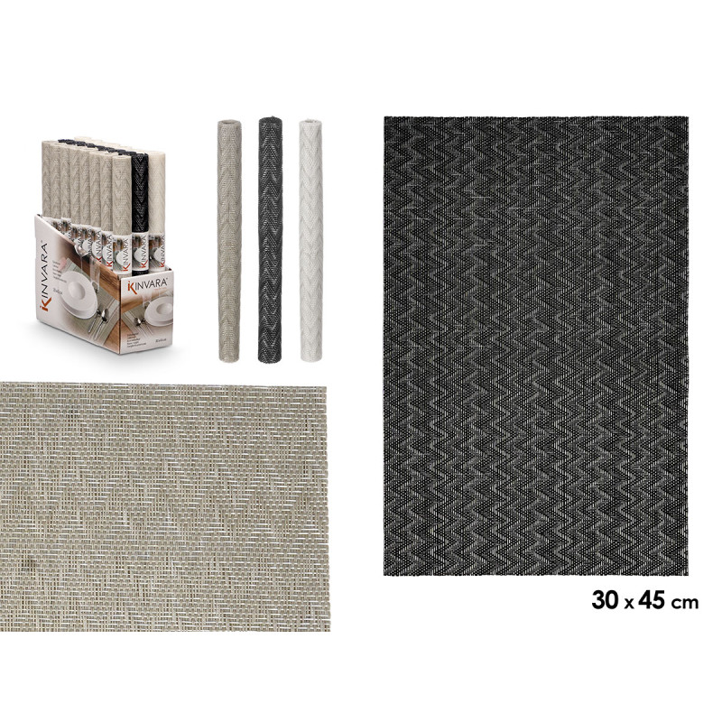 TABLEMAT 30X45CM ZIG ZAG ASSORT 3 NEUTRAL COL