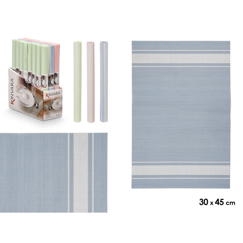 TABLEMAT 30X45CM STRIPES ASSORT 3 PASTEL COL
