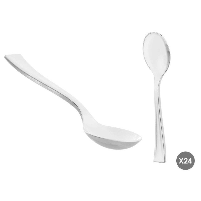 CONJ 24 GARFOS SOBREMESA EM PLASTICO PRATEADA 