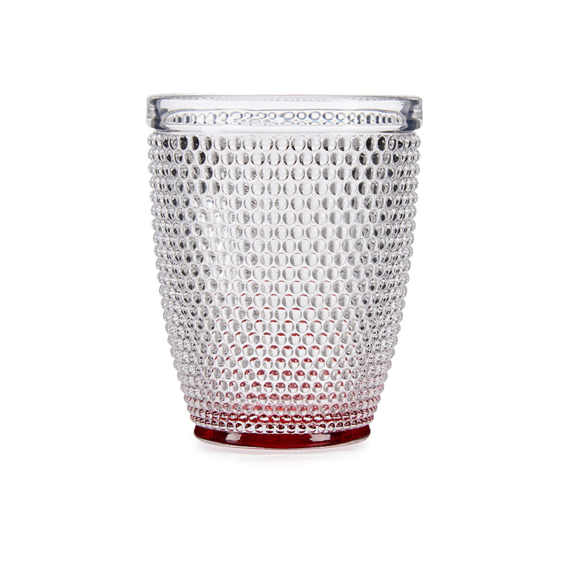 COPO VIDRO PONTOS ÁGUA 300ML VERMELHO 