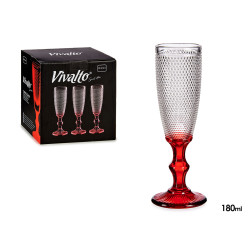 COUPE CHAMPAGNE VERRE DEC POINTS PIED ROUGE 180ML