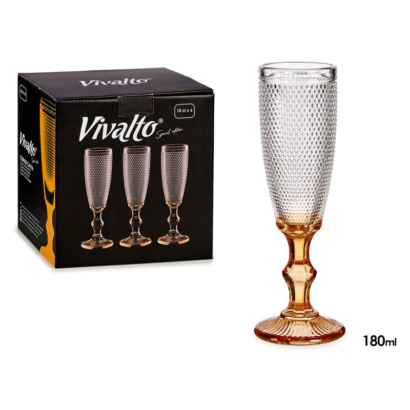 COPO CAVA VIDRO DECO PONTOS PE AMBAR 180ML 