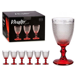 COPA VINO VIDRIO DEC PUNTOS PIE ROJO 330ML