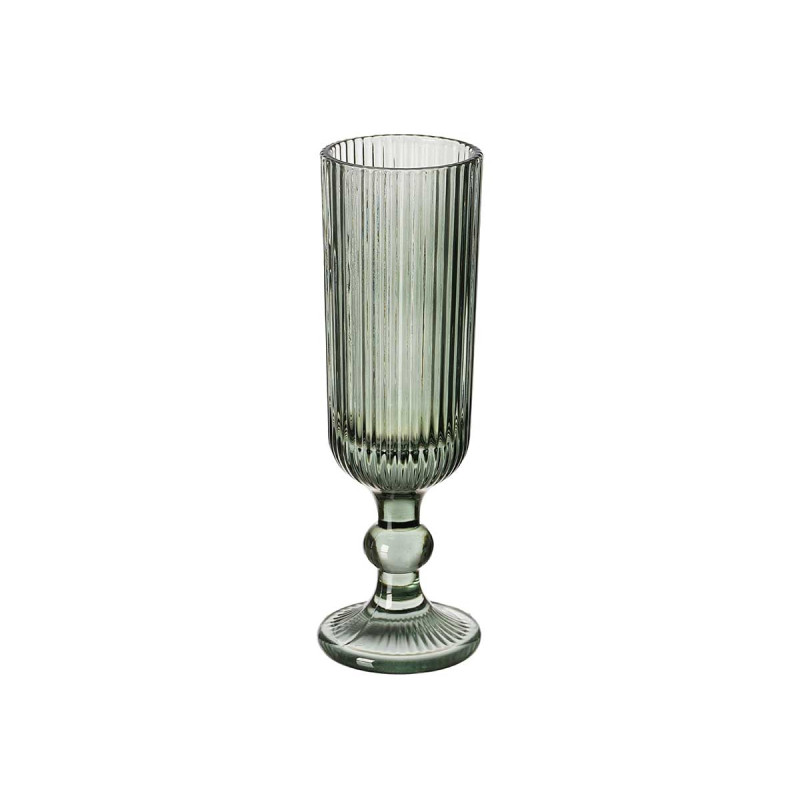 CHAMPAGNE GLASS 160ML MOSS GREEN STRIPES