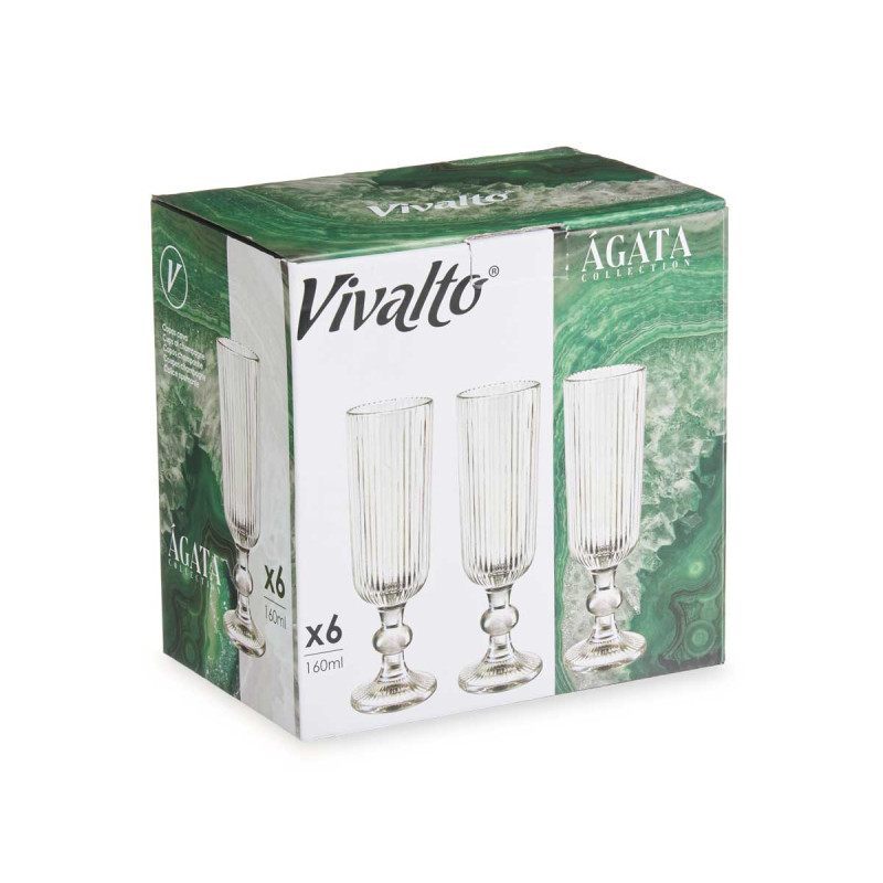 CHAMPAGNE GLASS 160ML MOSS GREEN STRIPES