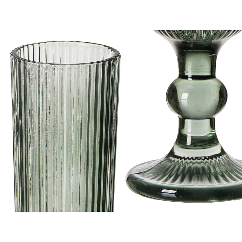 CHAMPAGNE GLASS 160ML MOSS GREEN STRIPES