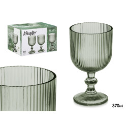 WATER GLASS 370ML MOSS GREEN STRIPES