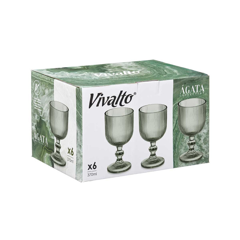 WATER GLASS 370ML MOSS GREEN STRIPES