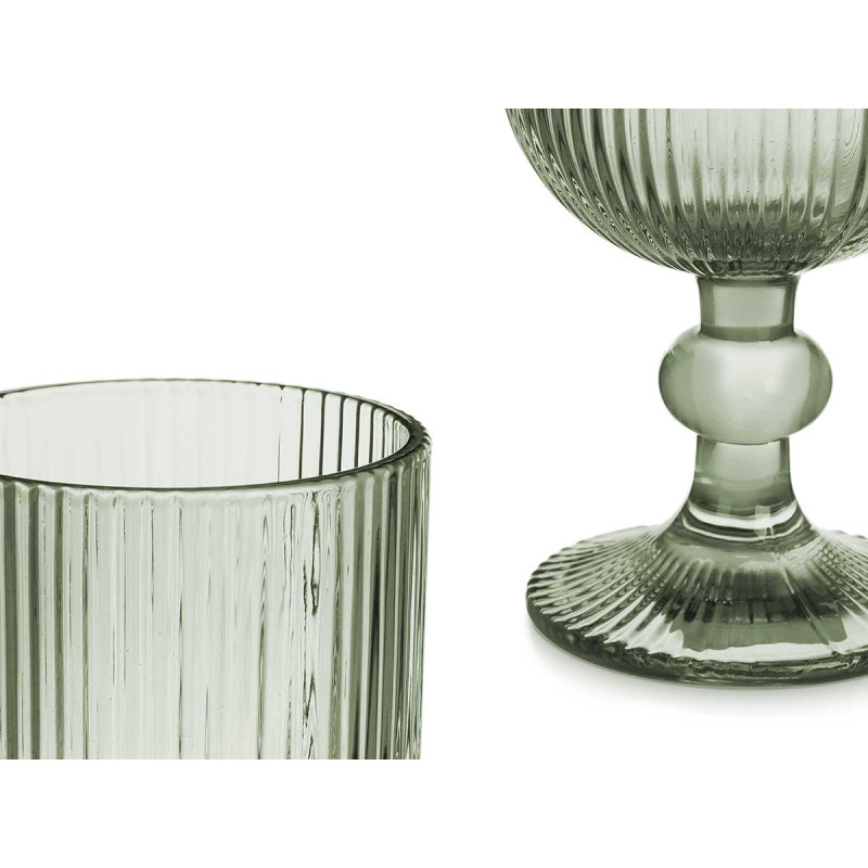 WINE GLASS 260ML MOSS GREEN STRIPES
