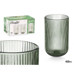 HIGH GLASS 430ML MOSS GREEN STRIPES