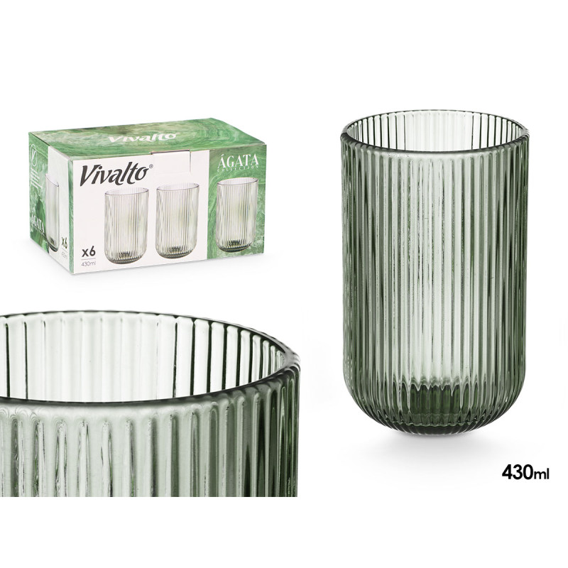 VASO ALTO VERDE MUSGO RAYAS 430ML 