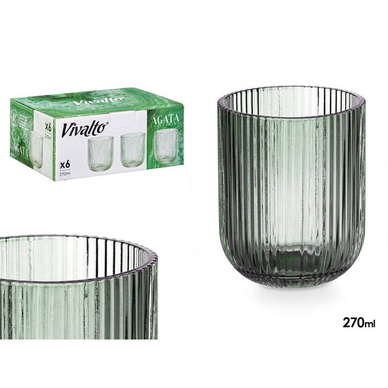 BICCHIERE BASSO 270ML STRISCE VERDE MUSCHIO