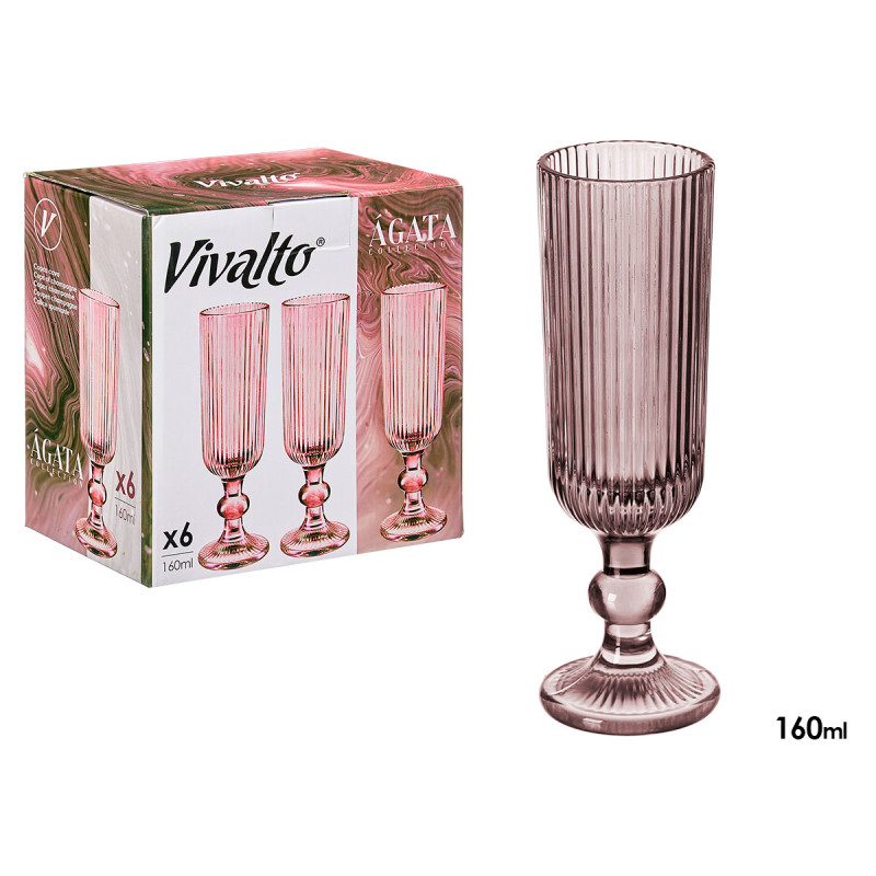 FLUTE CHAMPANHE 160ML ROSA RISCAS