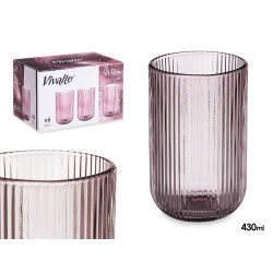 HIGH GLASS 430ML PINK STRIPES