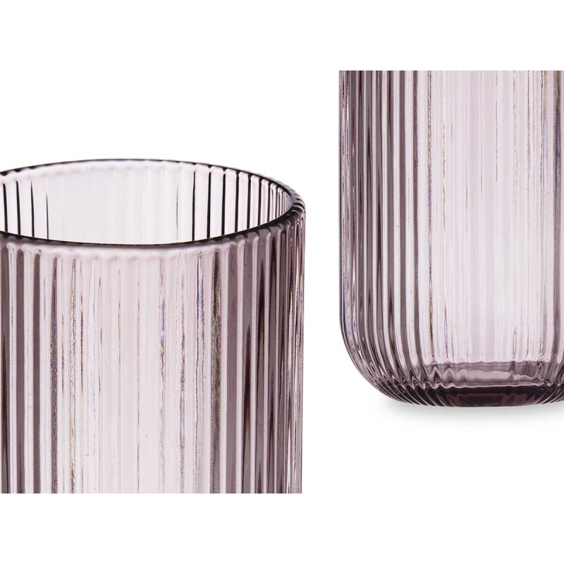 VERRE HAUT 430ML ROSE RAYURES