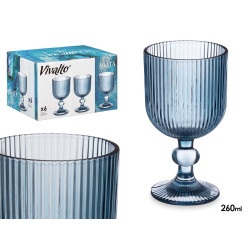 WINE GLASS 260ML DARK BLUE STRIPES