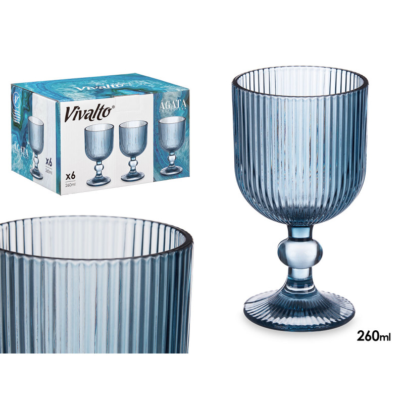 BICCHIERE DA VINO 260ML STRISCE BLU SCURO