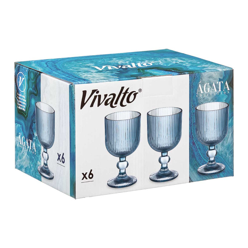 CALICE VINHO 260ML AZUL ESCURO RISCAS