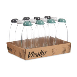 GARRAFA VIDRO 1L SORT 3 SORT 3 CORES