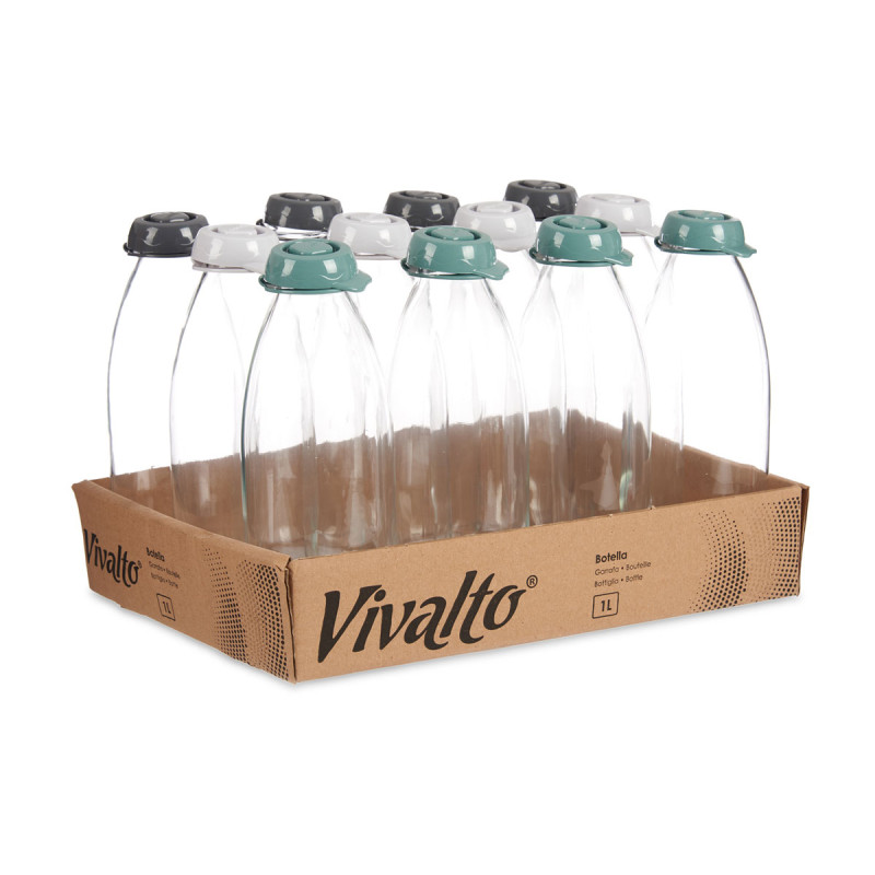 GARRAFA VIDRO 1L SORT 3 SORT 3 CORES