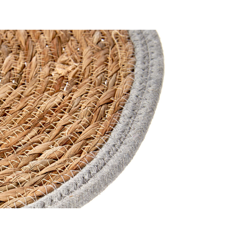 NATURAL WITH GREY EDGE TABLECLOTH 35CM