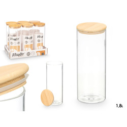 POT ROND EN BOROSILICATE COUVERCLE BAMBOU 1,8L