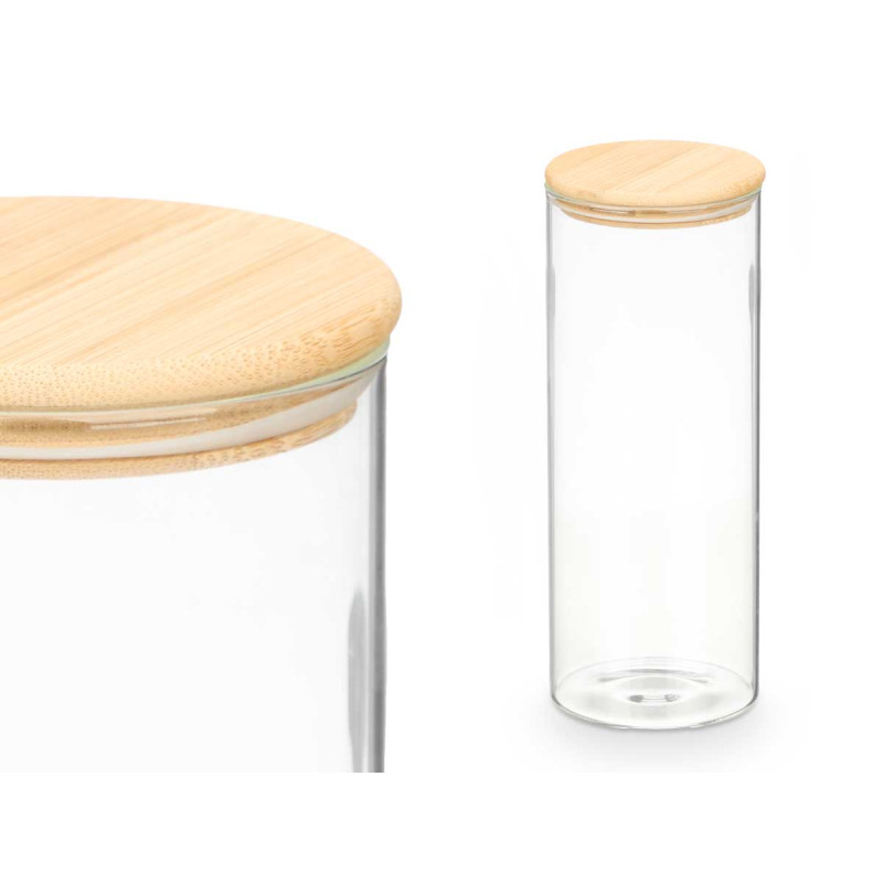ROUND BOROSILICATE JAR BAMBOO LID 1,8L
