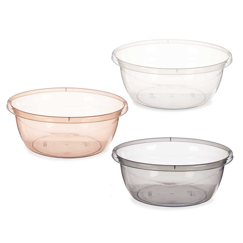 SET 3 TRANSPARENT PLASTIC BASIN 7L