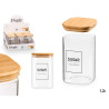 SQUARE BOROSILICATE JAR BAMBOO LID SUGAR 1,2L