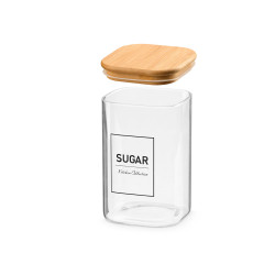 FRASCO QUADRAD BOROSILICAT TAMPA BAMBU AÇUCAR 1,2L