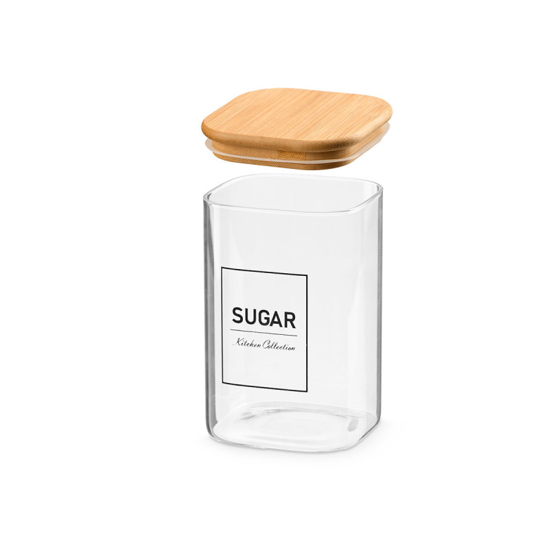 BOTE CUADRADO BOROSILICATO TAPA BAMBU SUGAR 1,2L
