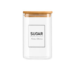 FRASCO QUADRAD BOROSILICAT TAMPA BAMBU AÇUCAR 1,2L