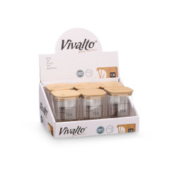 BARATTOLO QUADRATO BOROSILICA TAPPO BAMBU TE 1,2L