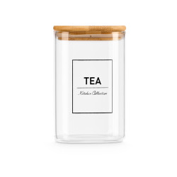 BOTE CUADRADO BOROSILICATO TAPA BAMBU TEA 1,2L