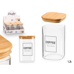 FRASCO QUADRAD BOROSILICAT TAMPA BAMBU CAFE1,2L