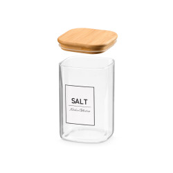 BOTE CUADRADO BOROSILICATO TAPA BAMBU SALT 1,2L