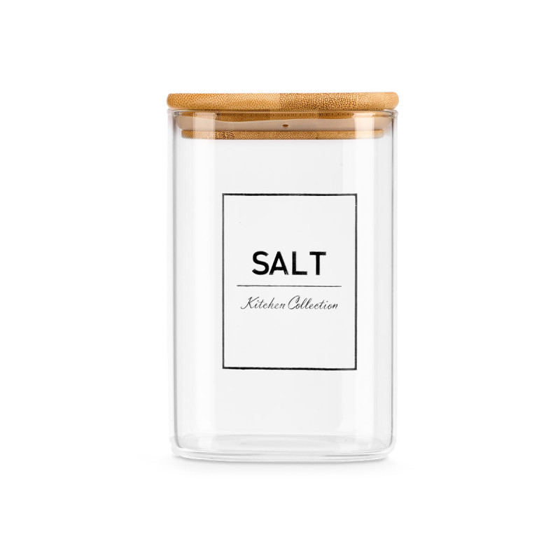 BOTE CUADRADO BOROSILICATO TAPA BAMBU SALT 1,2L