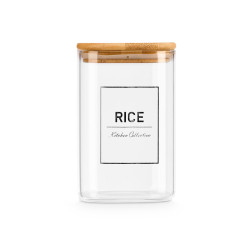 BOTE CUADRADO BOROSILICATO TAPA BAMBU RICE 1,2L