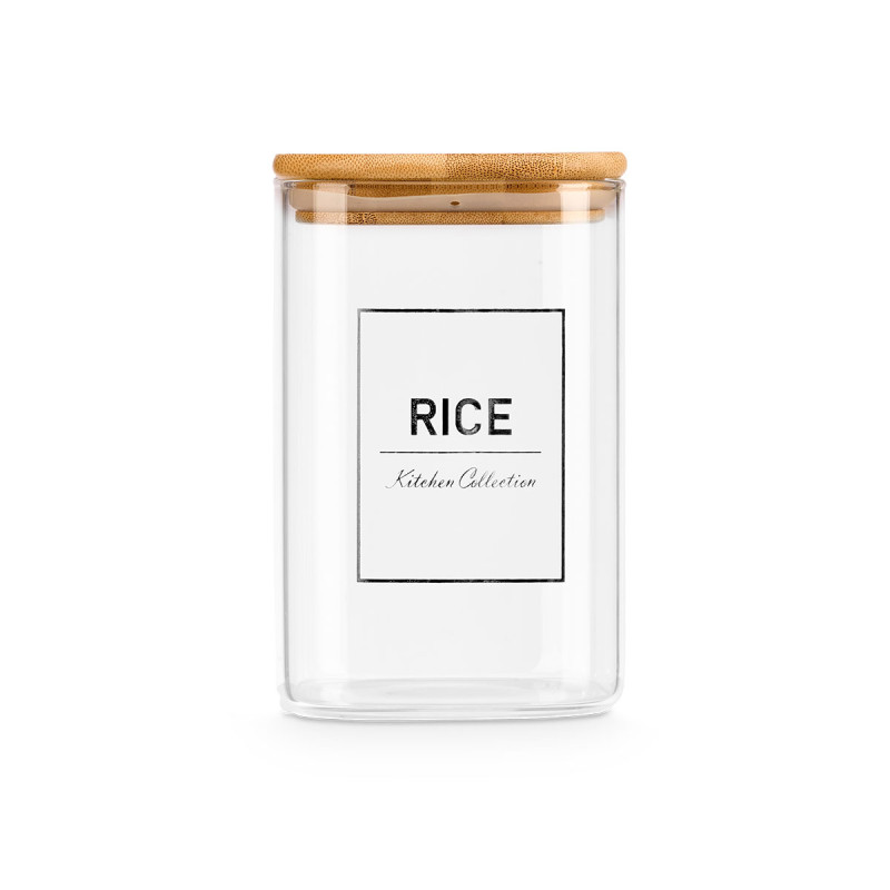 POT CARRÉ BOROSILICATE COUVERCLE BAMBOU RICE 1,2L